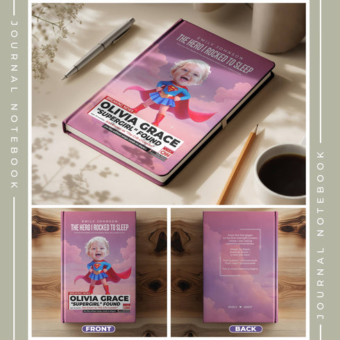 Personalized Supergirl Baby Journal – Custom Photo Name Quote | Superhero Mom & Baby Gift